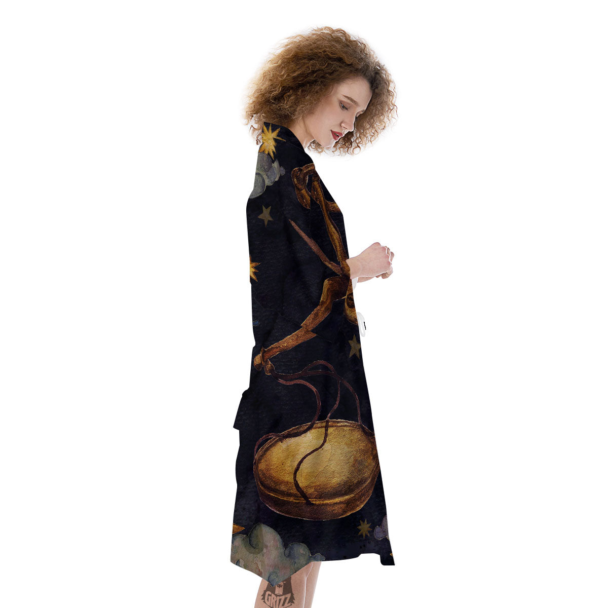 Zodiac Sign Watercolor Libra Print Kimono-grizzshop