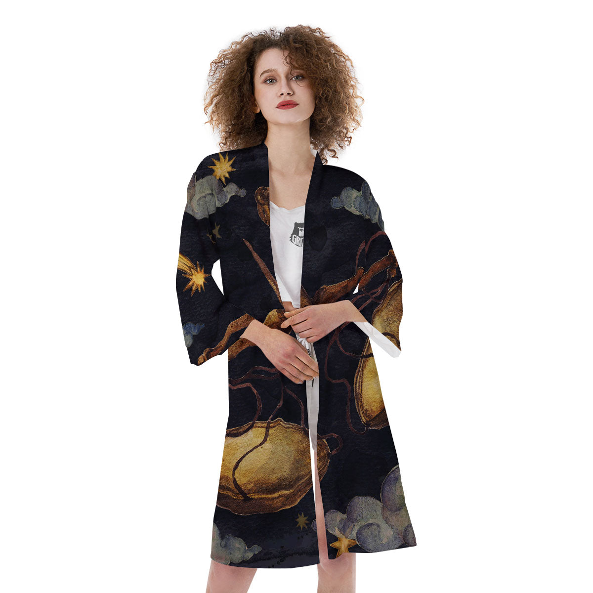 Zodiac Sign Watercolor Libra Print Kimono-grizzshop