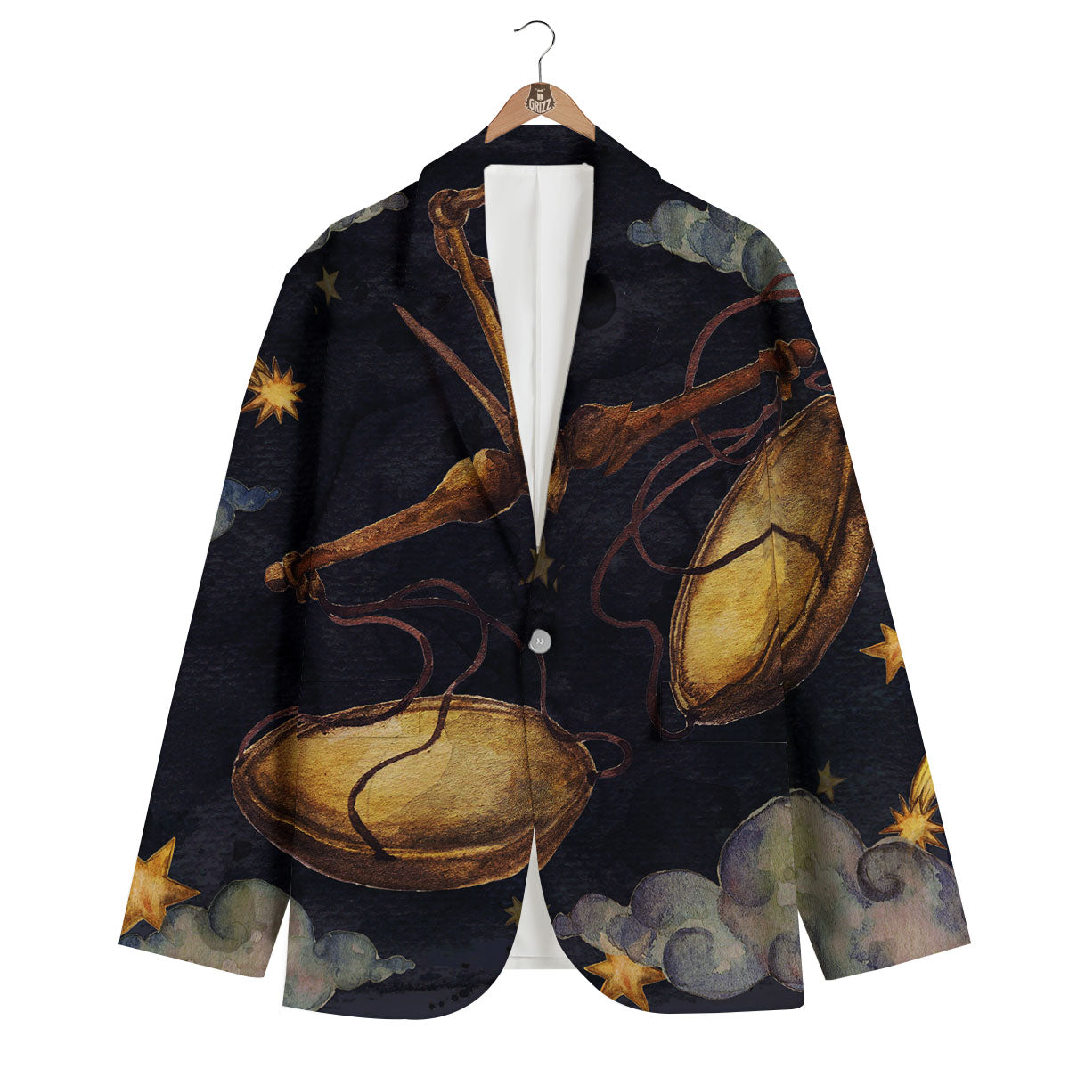 Zodiac Sign Watercolor Libra Print Men's Blazer-grizzshop