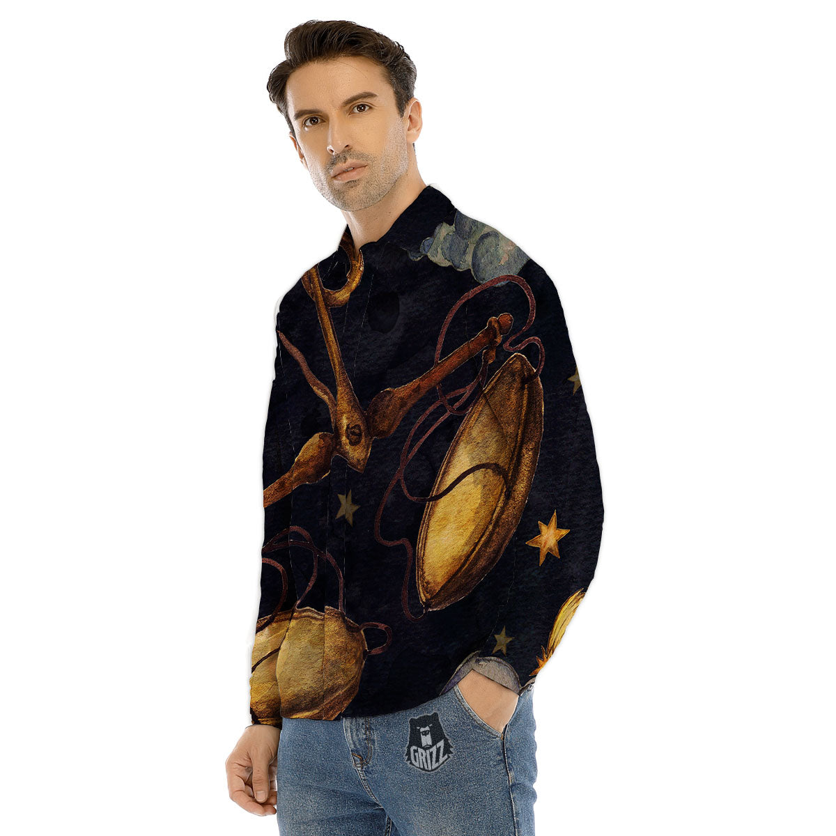 Zodiac Sign Watercolor Libra Print Men's Dress Shirts-grizzshop