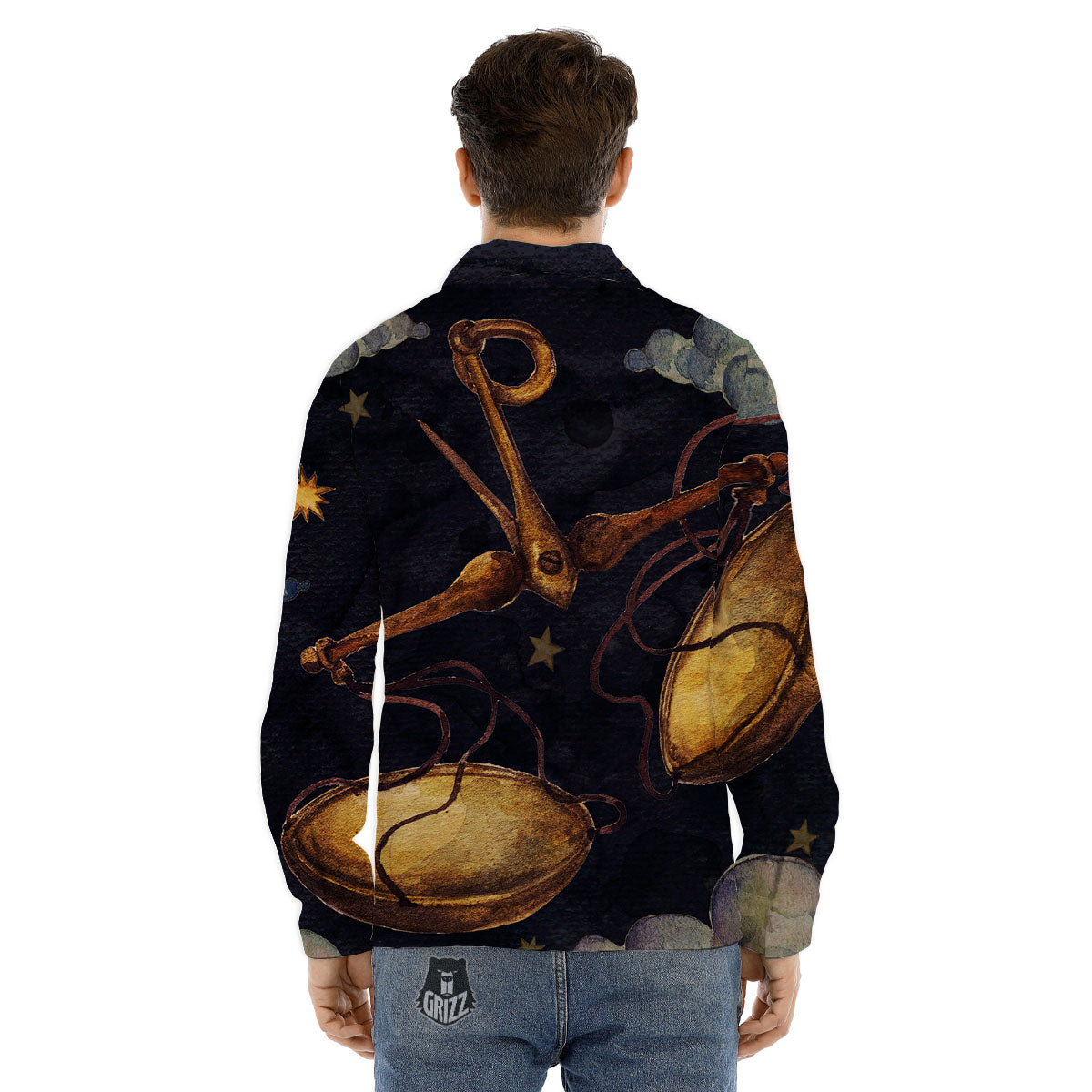 Zodiac Sign Watercolor Libra Print Men's Dress Shirts-grizzshop
