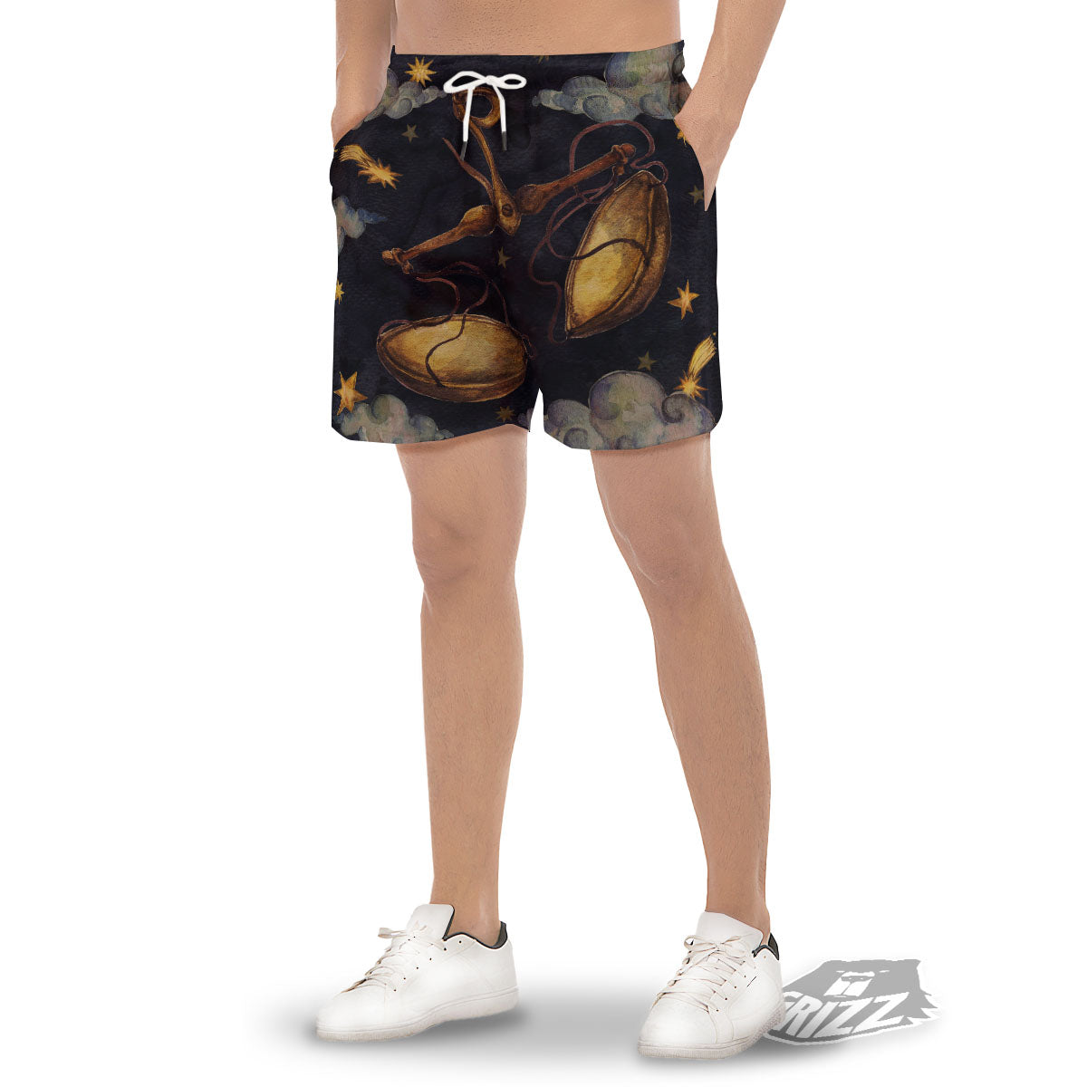 Zodiac Sign Watercolor Libra Print Men's Gym Shorts-grizzshop