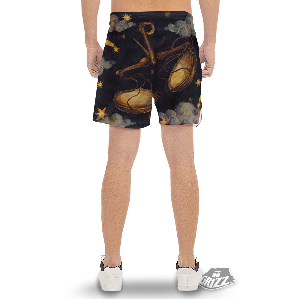 Zodiac Sign Watercolor Libra Print Men's Gym Shorts-grizzshop