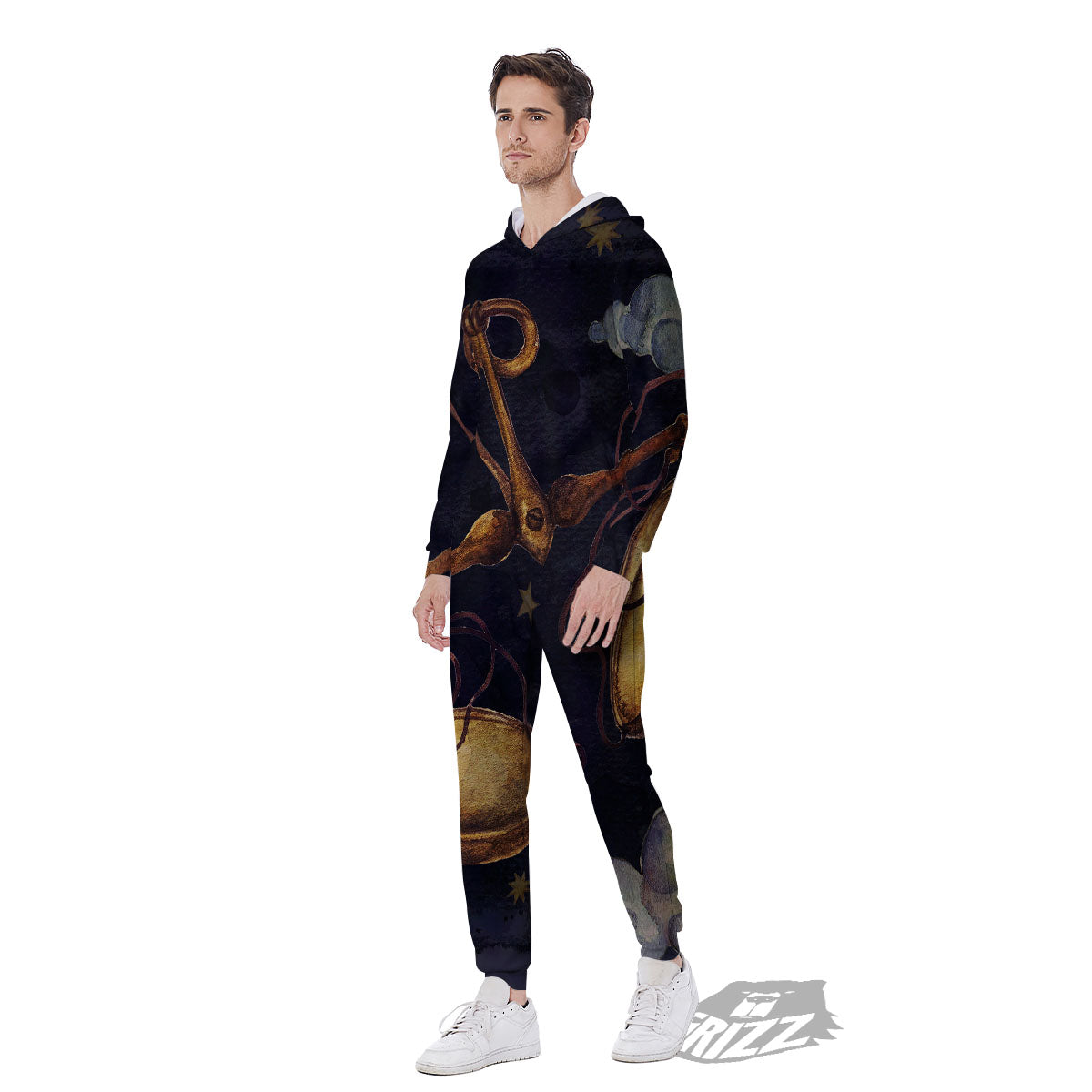 Zodiac Sign Watercolor Libra Print Men's Jumpsuit-grizzshop