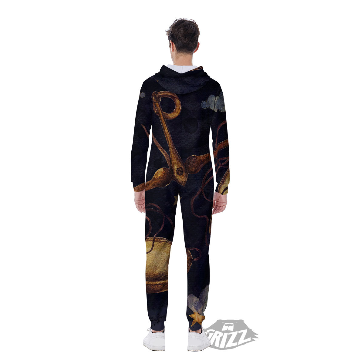 Zodiac Sign Watercolor Libra Print Men's Jumpsuit-grizzshop