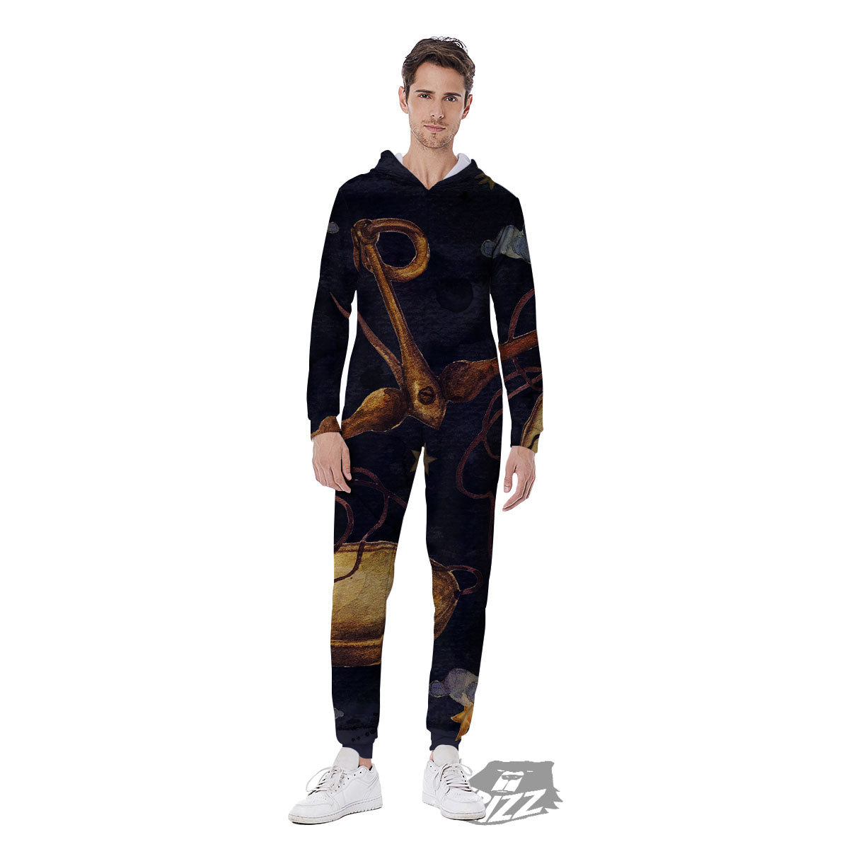 Zodiac Sign Watercolor Libra Print Men's Jumpsuit-grizzshop