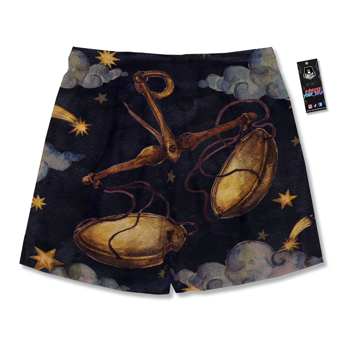Zodiac Sign Watercolor Libra Print Men's Running Shorts-grizzshop