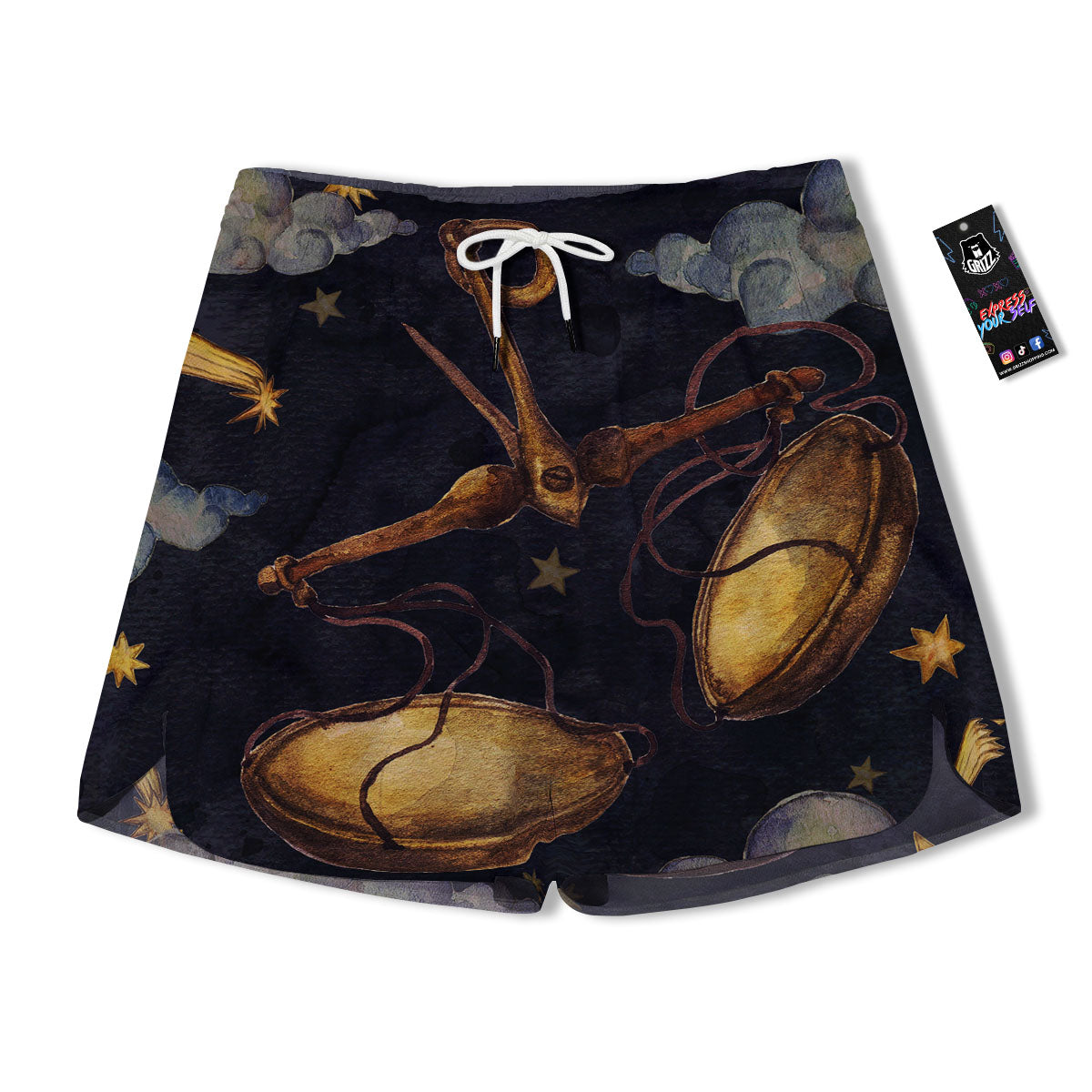 Zodiac Sign Watercolor Libra Print Men's Running Shorts-grizzshop