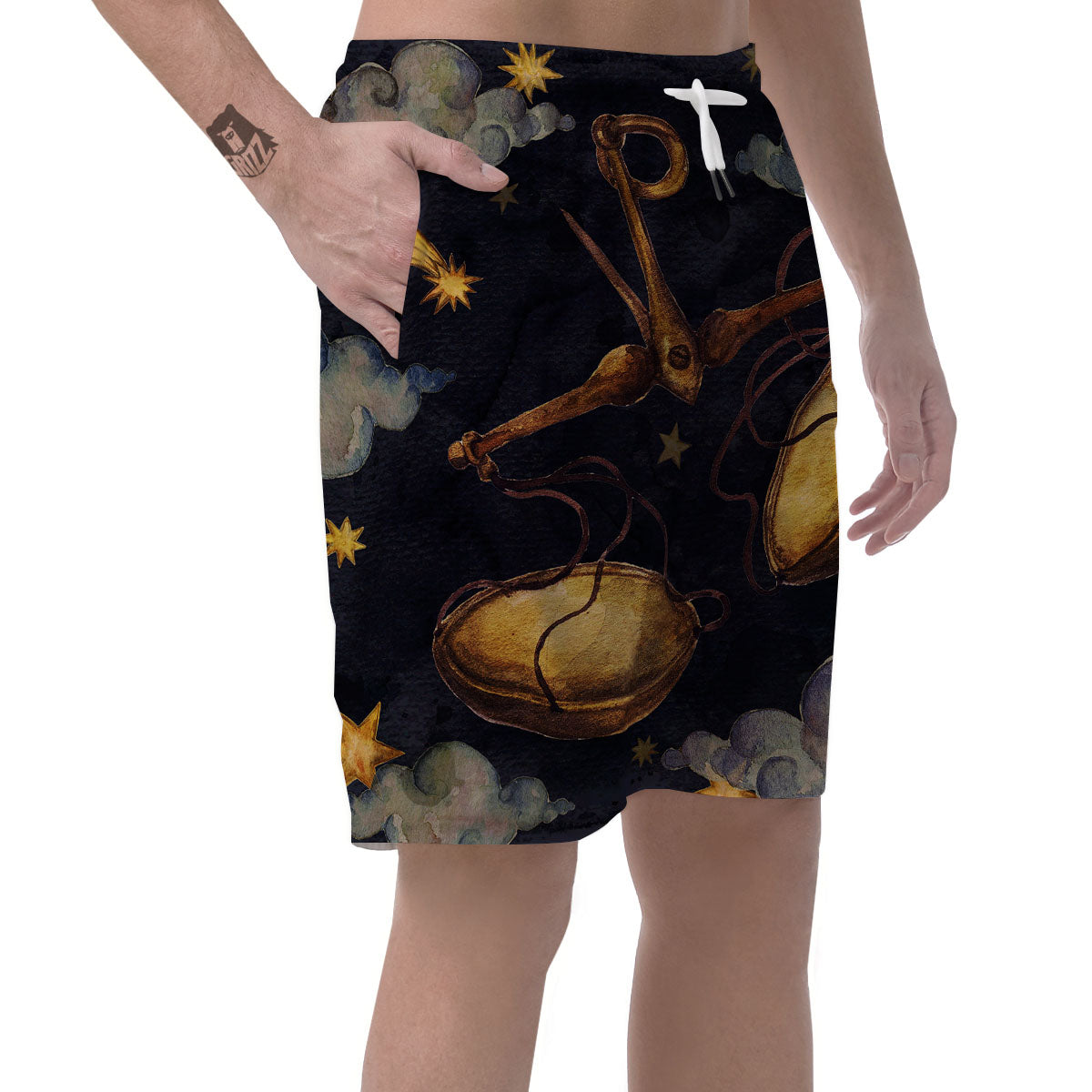 Zodiac Sign Watercolor Libra Print Men's Shorts-grizzshop