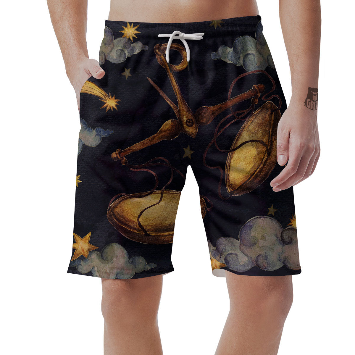 Zodiac Sign Watercolor Libra Print Men's Shorts-grizzshop