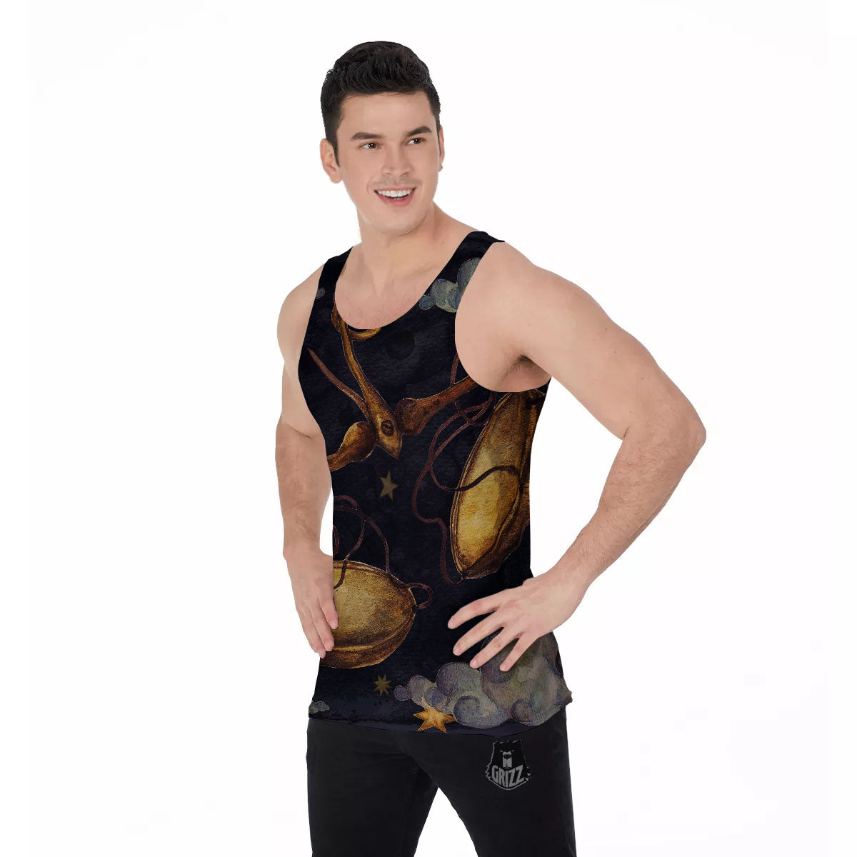 Zodiac Sign Watercolor Libra Print Men's Tank Top-grizzshop