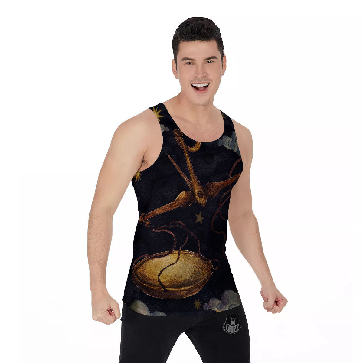 Zodiac Sign Watercolor Libra Print Men's Tank Top-grizzshop