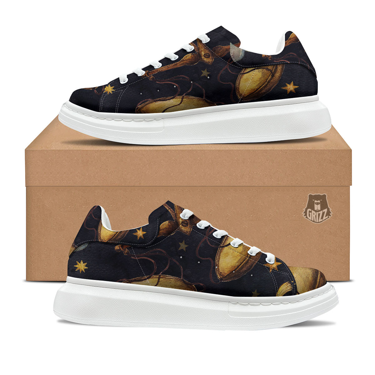 Zodiac Sign Watercolor Libra Print Platform Shoes-grizzshop