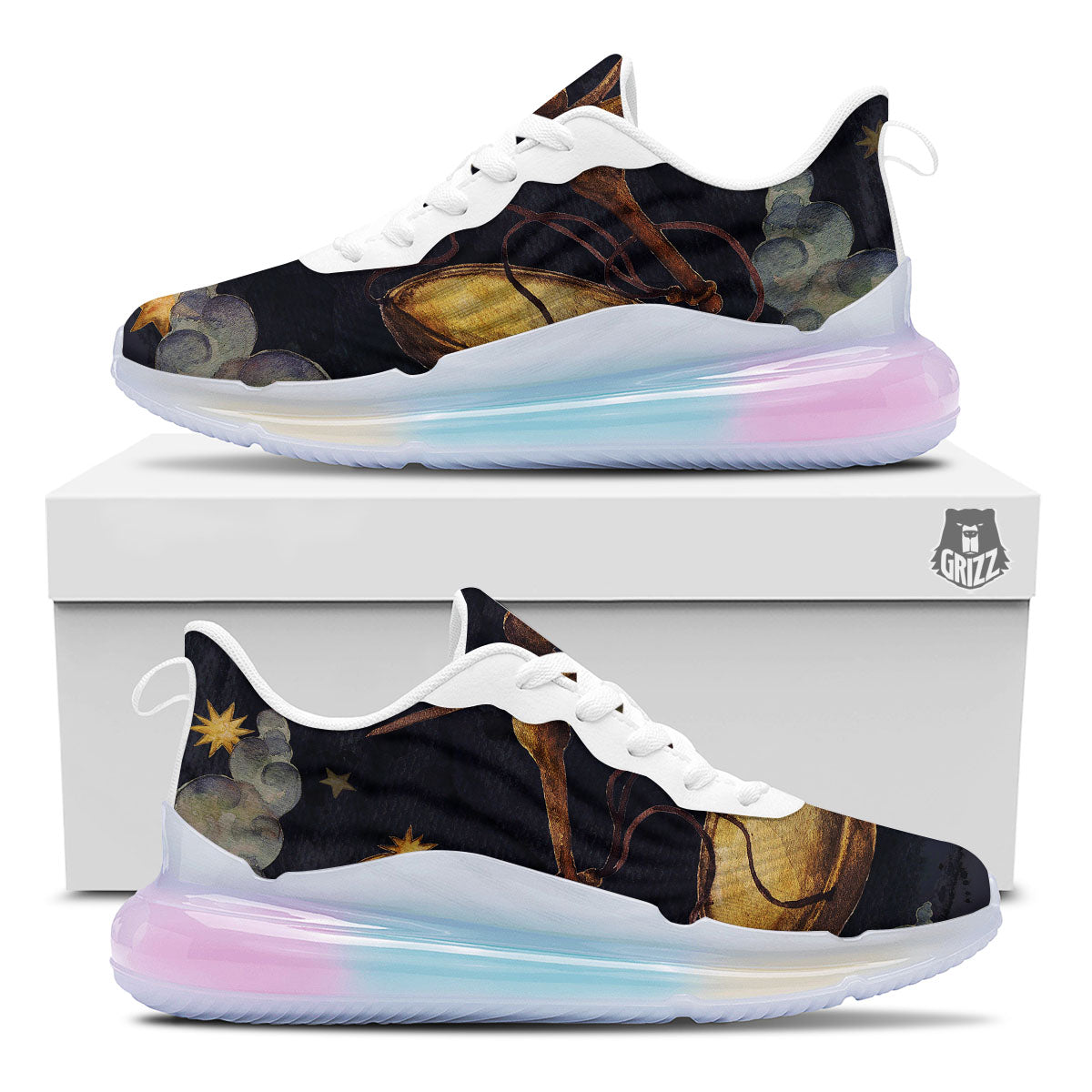 Zodiac Sign Watercolor Libra Print Running Sneakers-grizzshop