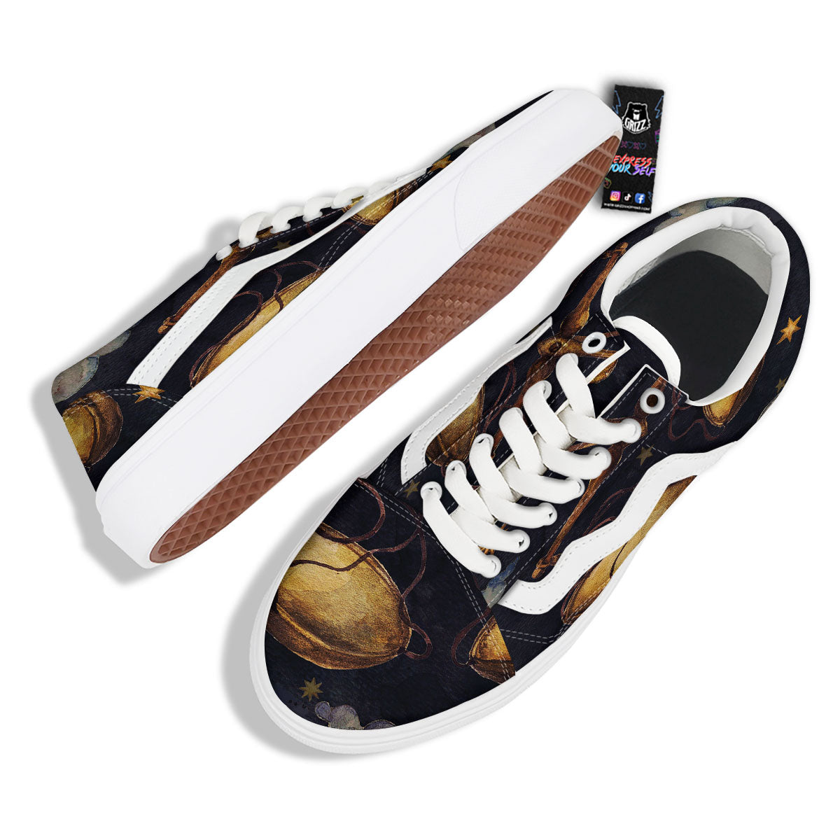 Zodiac Sign Watercolor Libra Print Skate Shoes-grizzshop