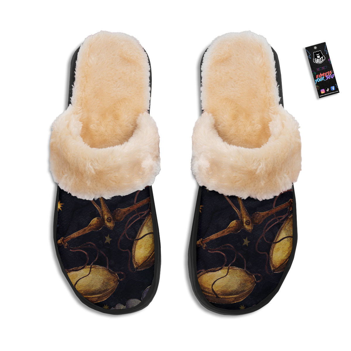 Zodiac Sign Watercolor Libra Print Slippers-grizzshop