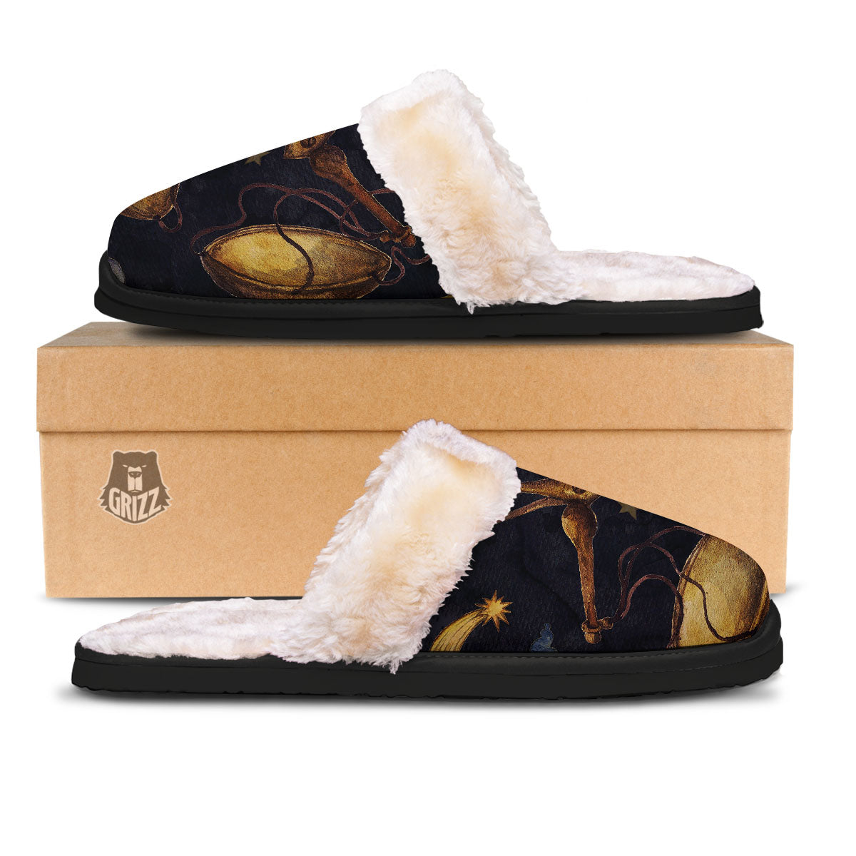 Zodiac Sign Watercolor Libra Print Slippers-grizzshop
