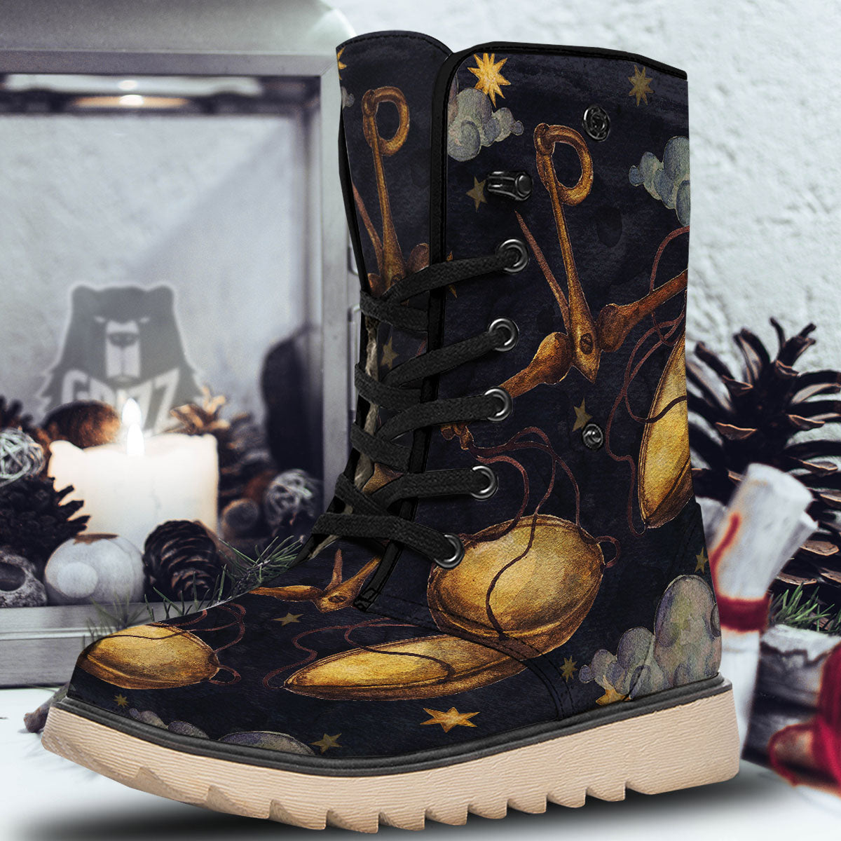 Zodiac Sign Watercolor Libra Print Snow Boots-grizzshop