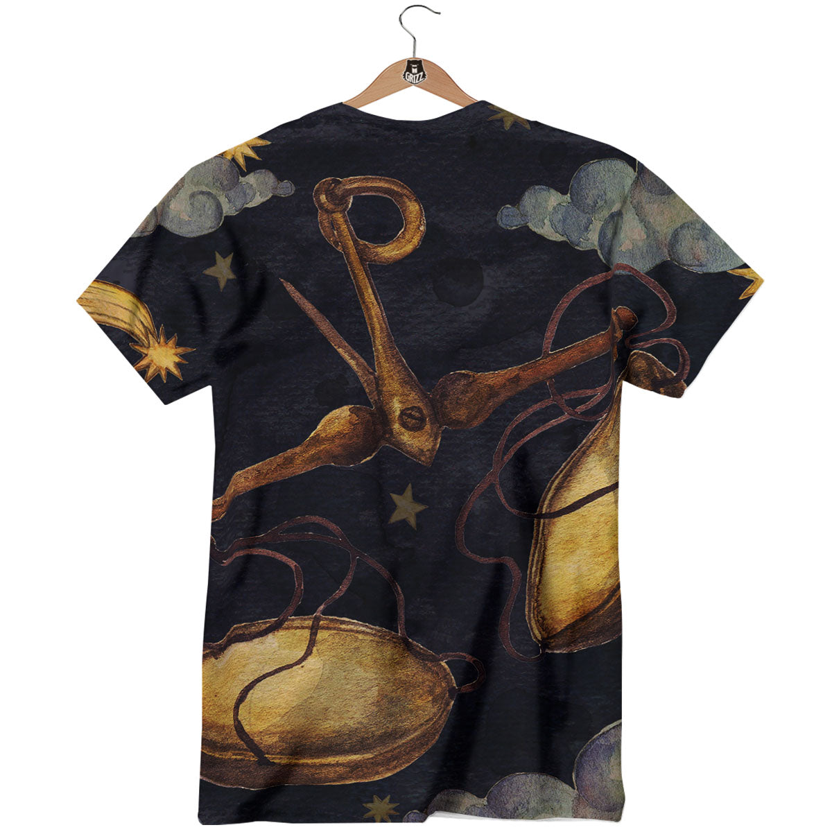 Zodiac Sign Watercolor Libra Print T-Shirt-grizzshop