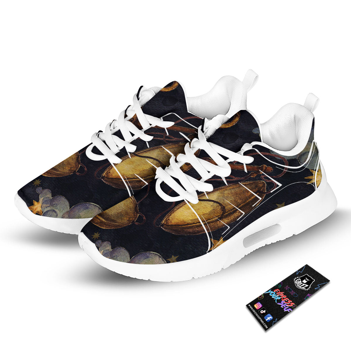 Zodiac Sign Watercolor Libra Print Tennis Shoes-grizzshop