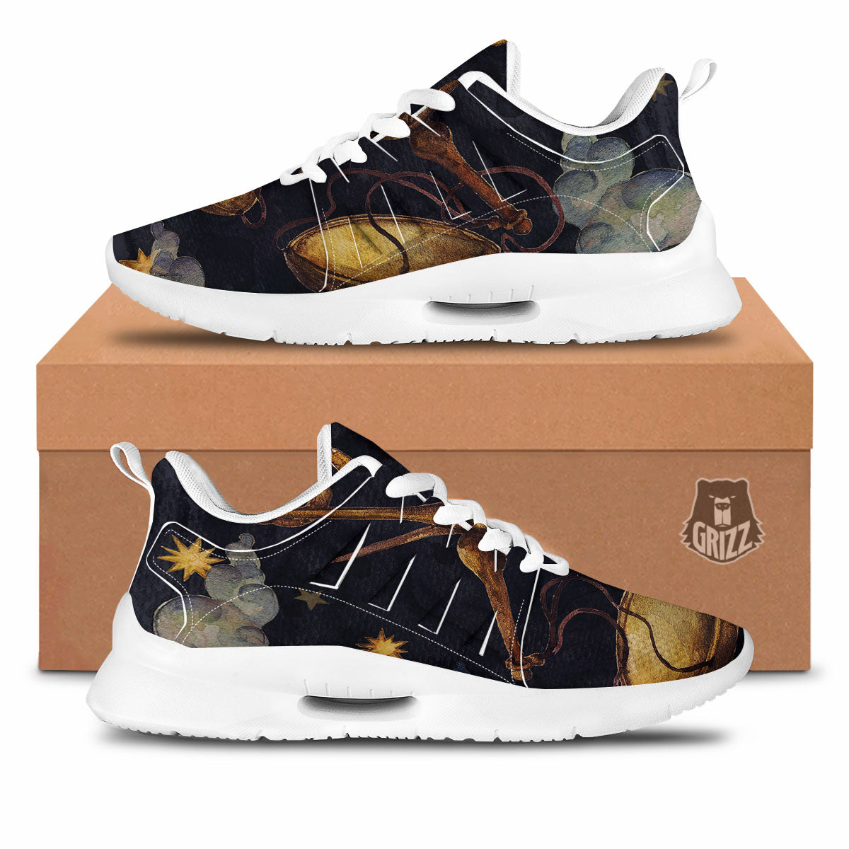 Zodiac Sign Watercolor Libra Print Tennis Shoes-grizzshop