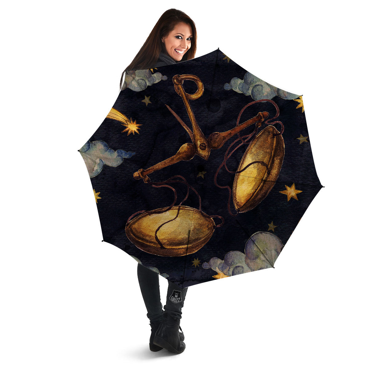 Zodiac Sign Watercolor Libra Print Umbrella-grizzshop