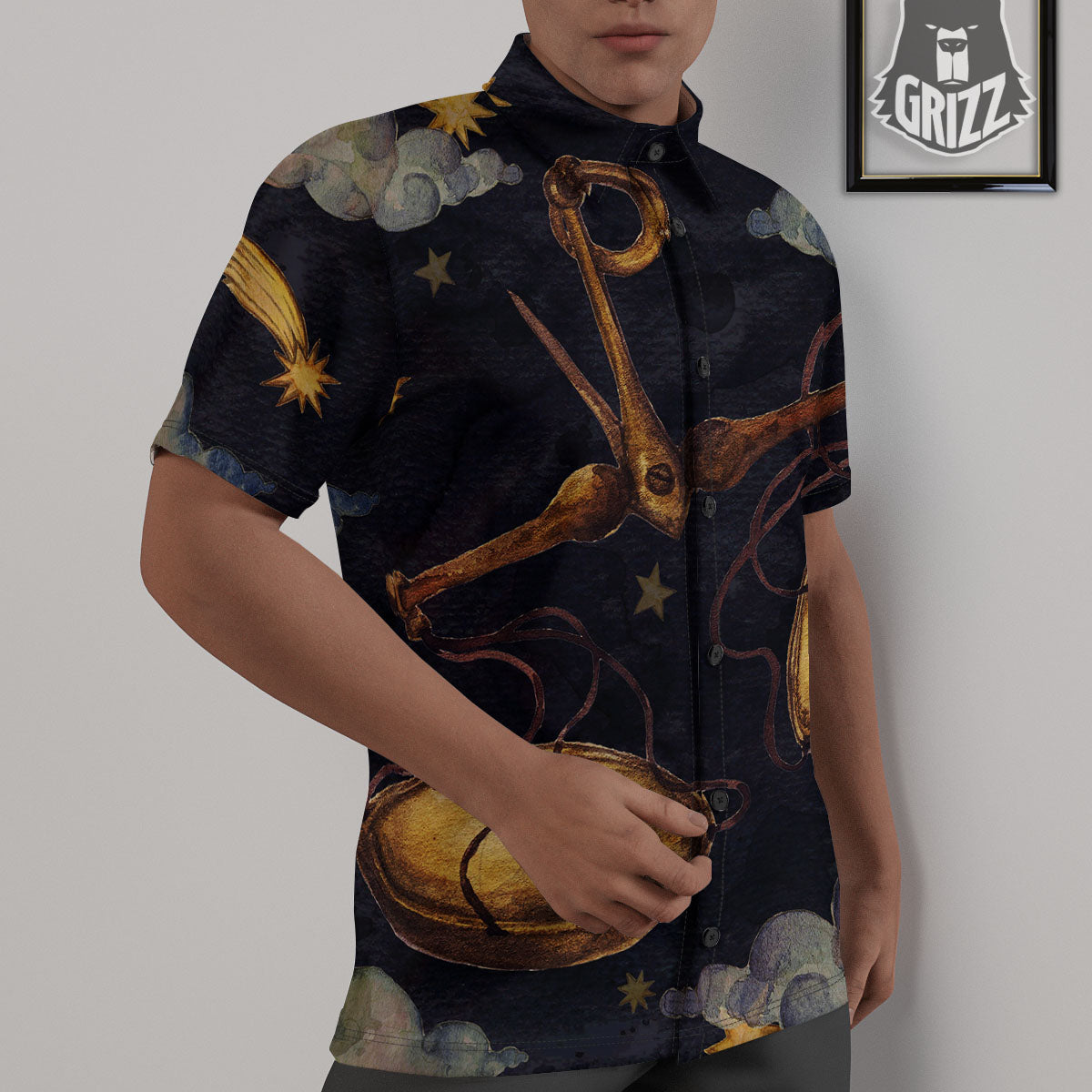 Zodiac Sign Watercolor Libra Print Untucked Shirts-grizzshop