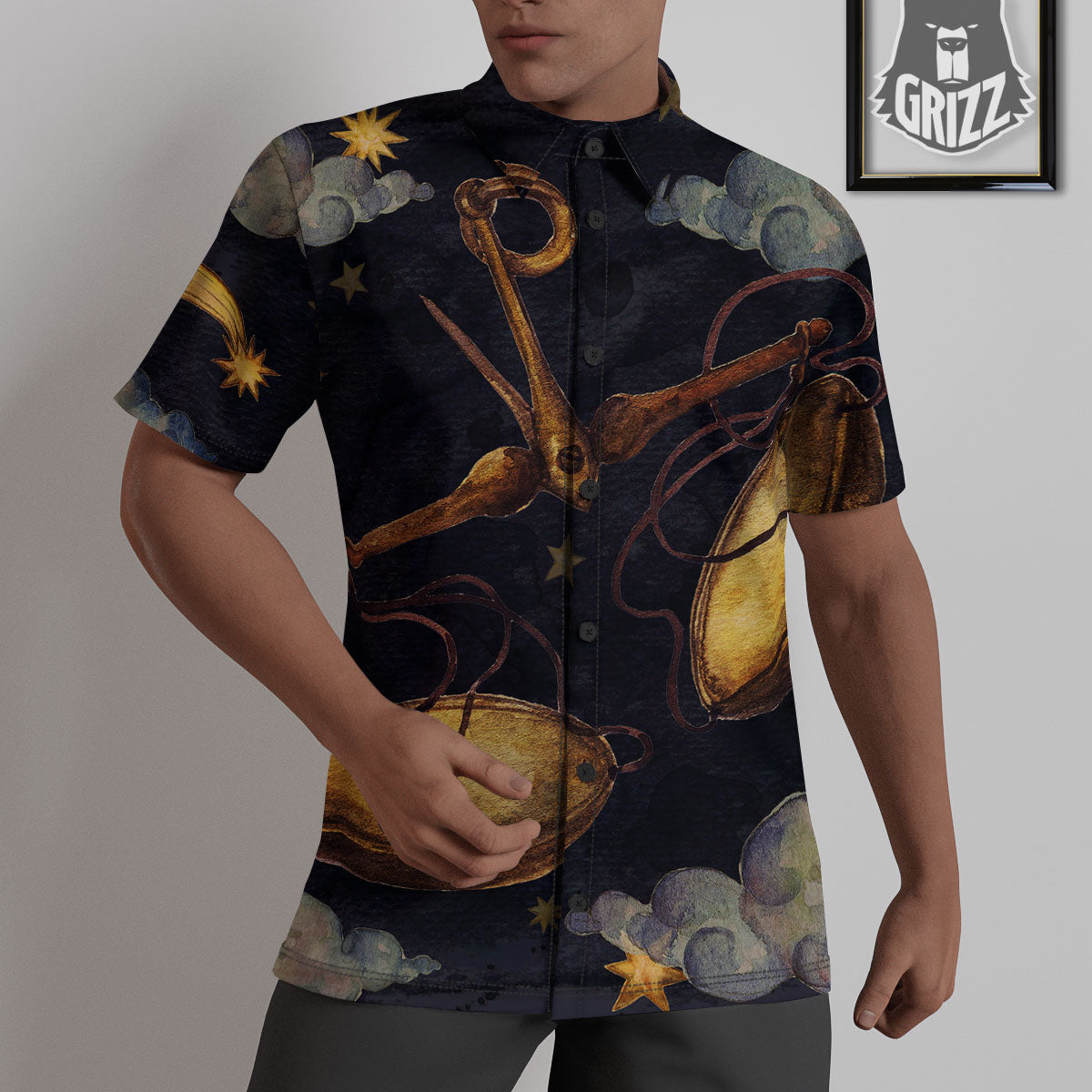 Zodiac Sign Watercolor Libra Print Untucked Shirts-grizzshop