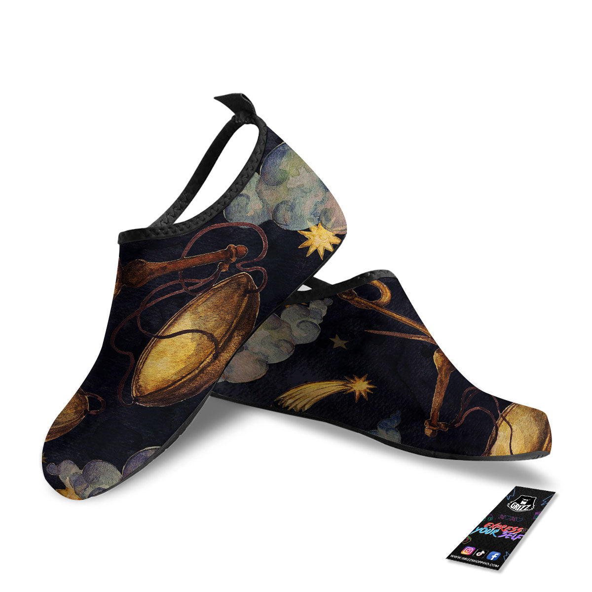 Zodiac Sign Watercolor Libra Print Water Shoes-grizzshop
