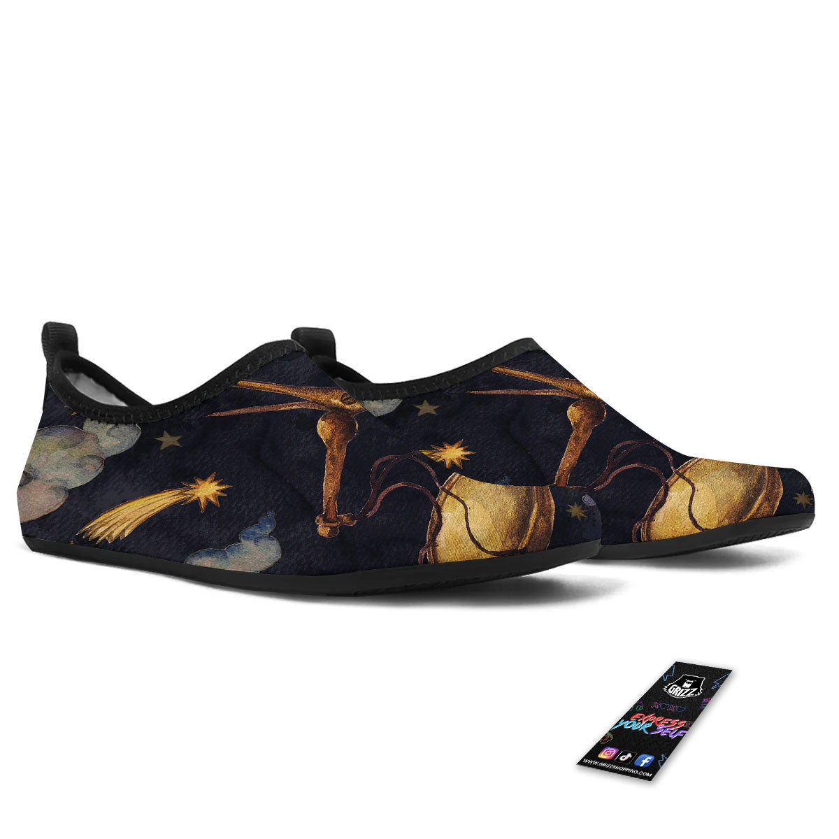 Zodiac Sign Watercolor Libra Print Water Shoes-grizzshop