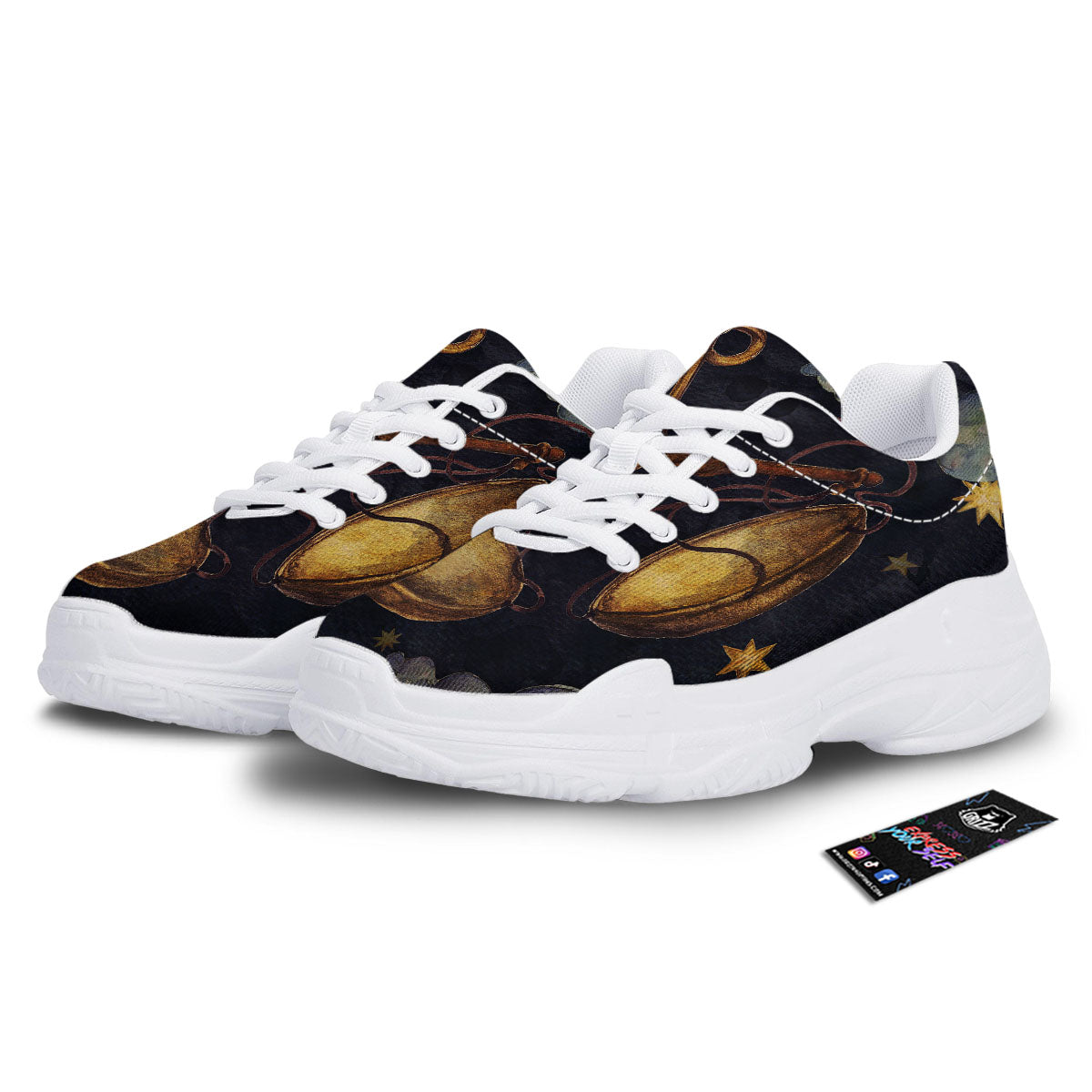 Zodiac Sign Watercolor Libra Print White Chunky Shoes-grizzshop