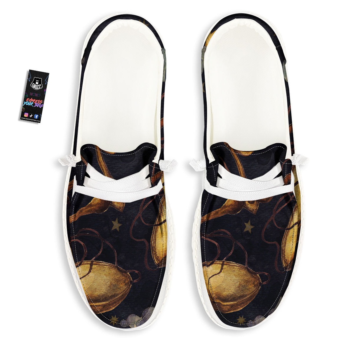 Zodiac Sign Watercolor Libra Print White Loafers-grizzshop
