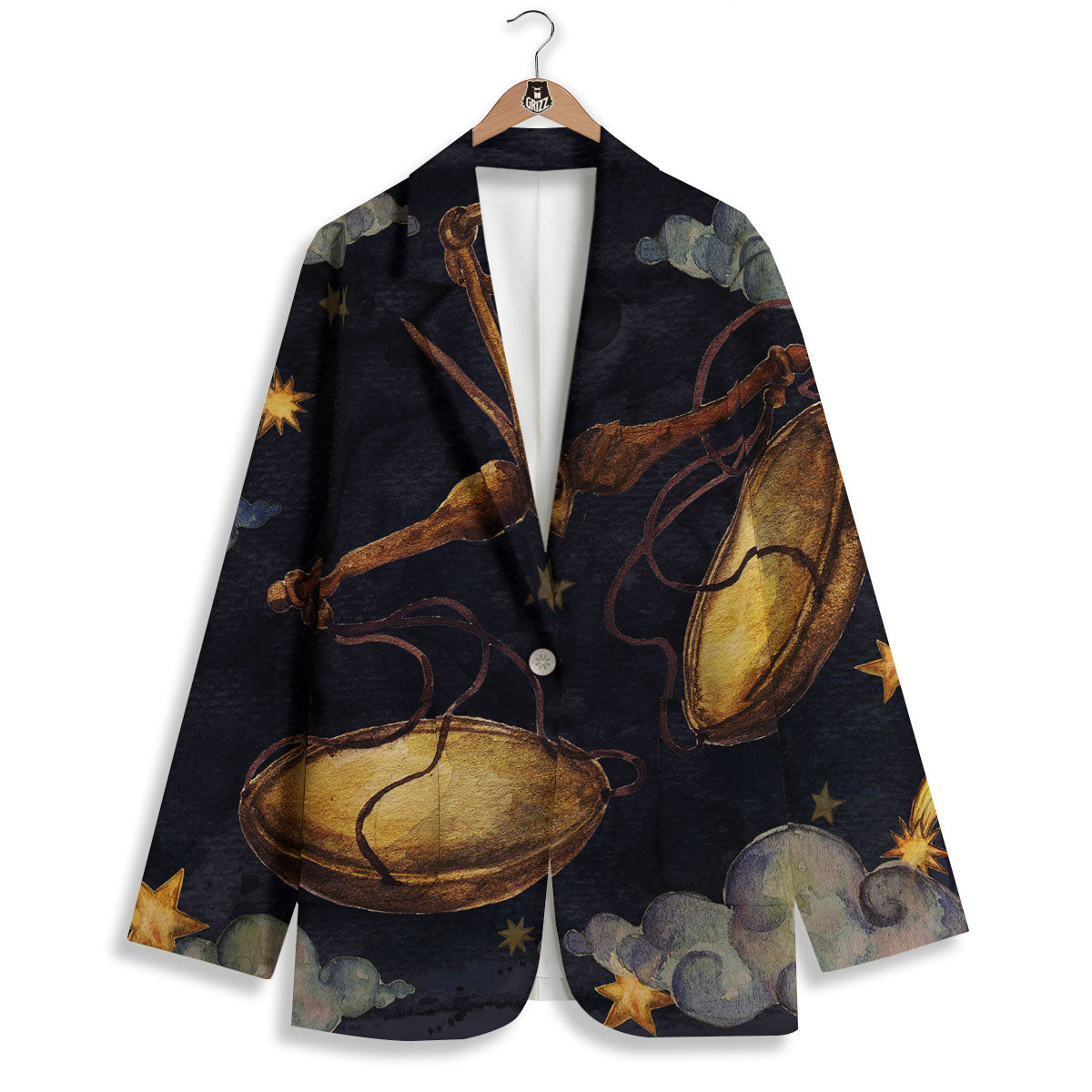 Zodiac Sign Watercolor Libra Print Women's Blazer-grizzshop