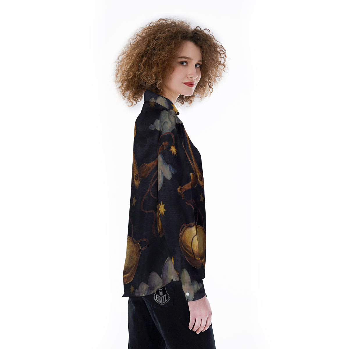Zodiac Sign Watercolor Libra Print Women's Long Sleeve Shirts-grizzshop