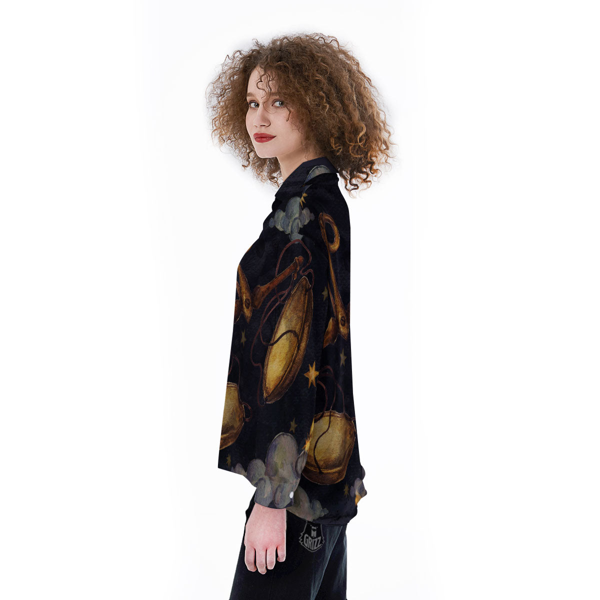 Zodiac Sign Watercolor Libra Print Women's Long Sleeve Shirts-grizzshop