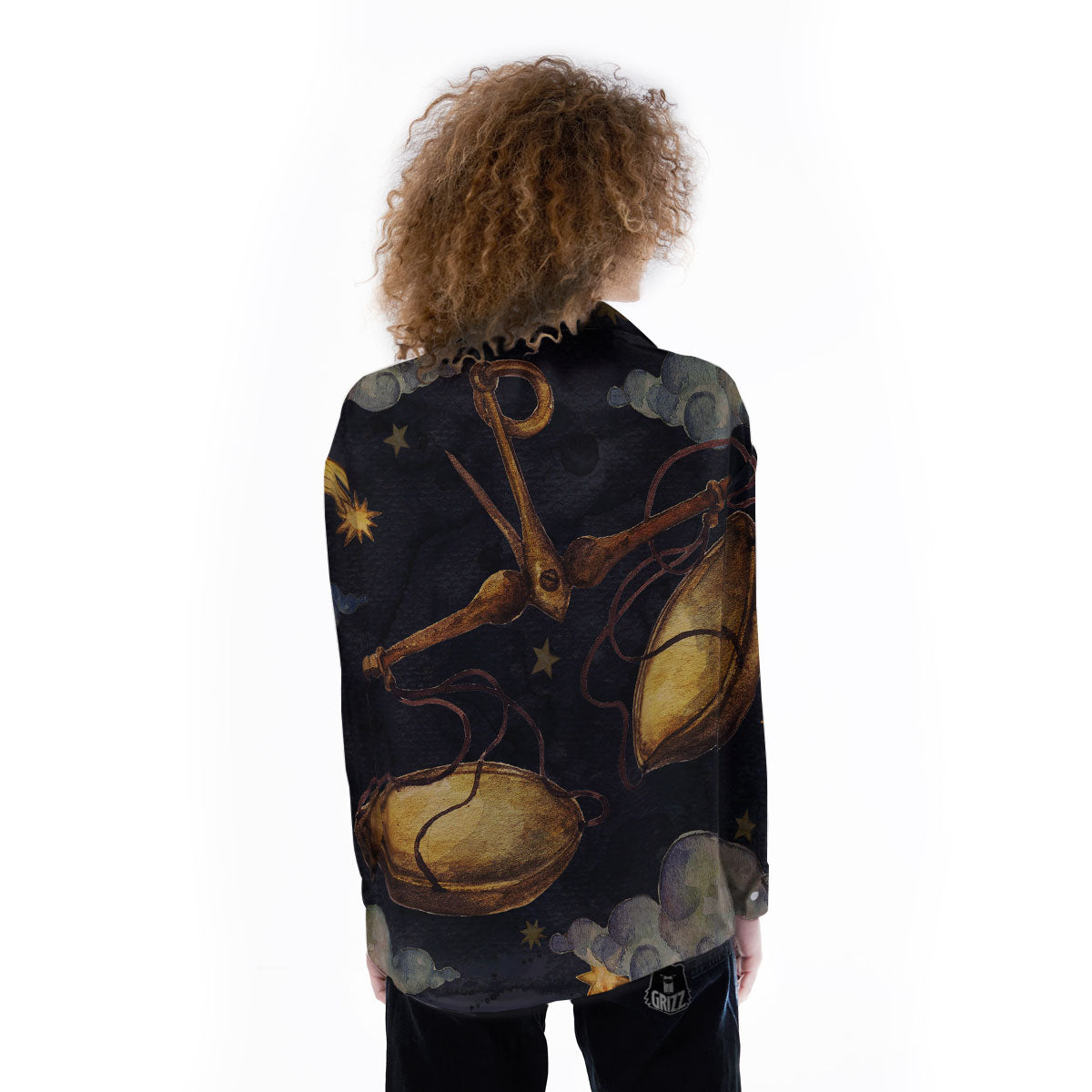 Zodiac Sign Watercolor Libra Print Women's Long Sleeve Shirts-grizzshop