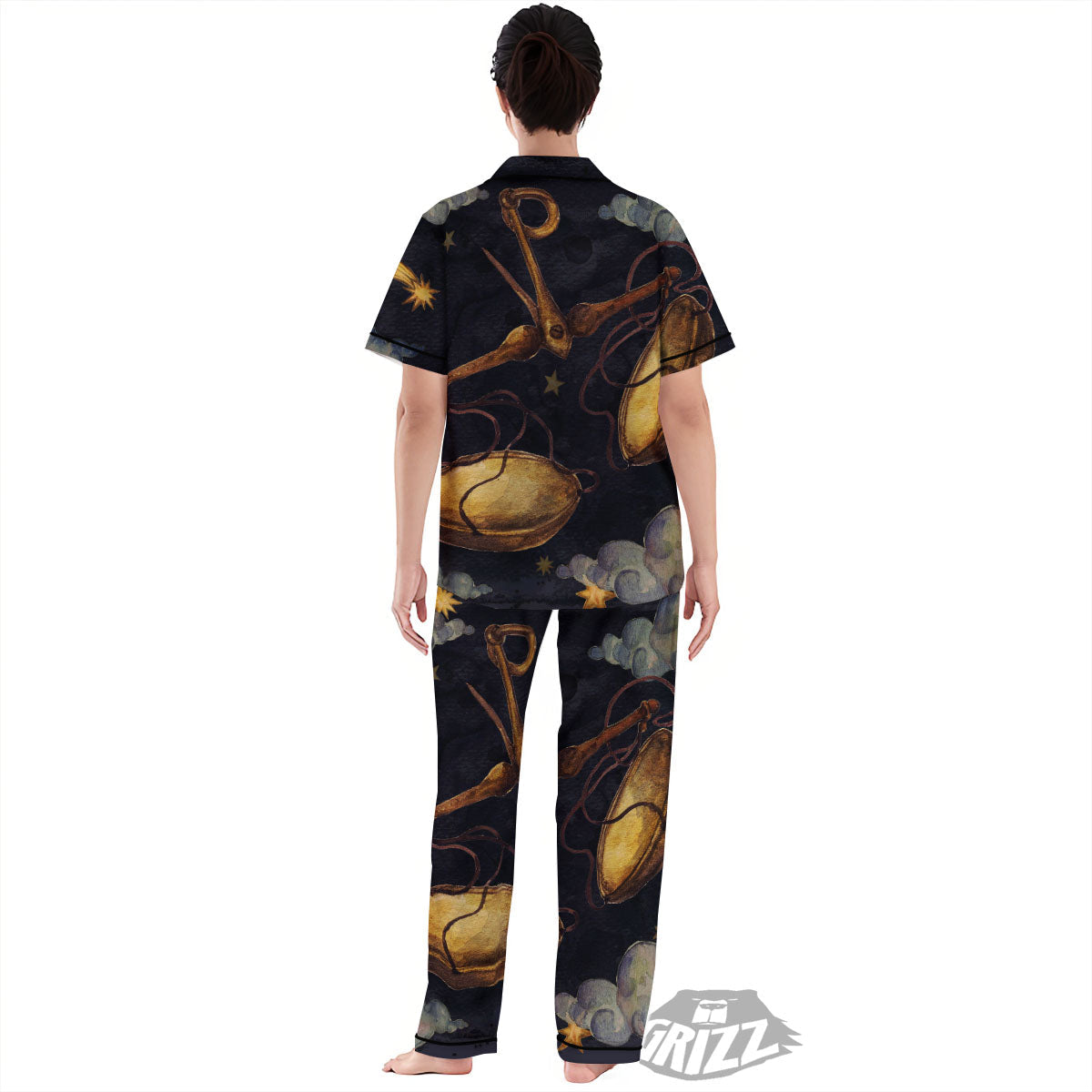 Zodiac Sign Watercolor Libra Print Women's Pajamas Set-grizzshop