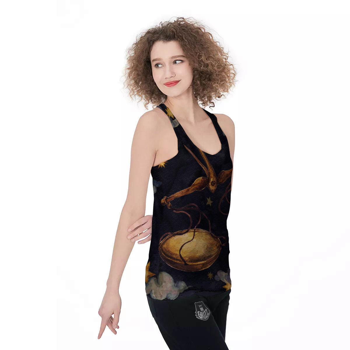 Zodiac Sign Watercolor Libra Print Women's Racerback Tank Top-grizzshop