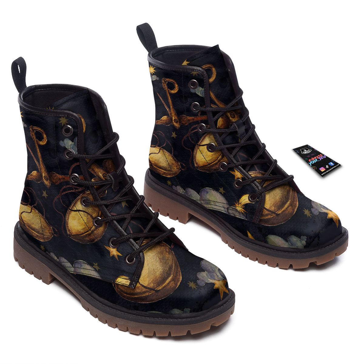 Zodiac Sign Watercolor Libra Print Work Boots-grizzshop