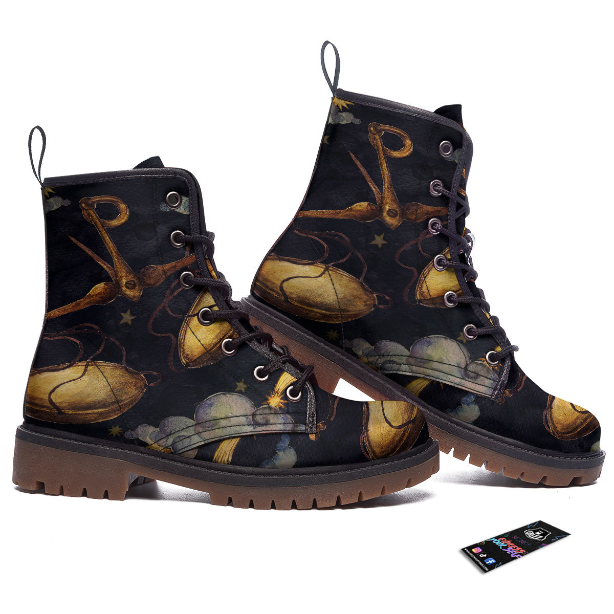 Zodiac Sign Watercolor Libra Print Work Boots-grizzshop