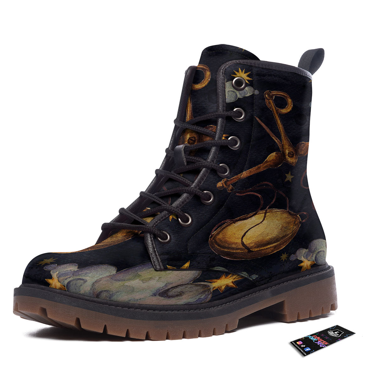Zodiac Sign Watercolor Libra Print Work Boots-grizzshop