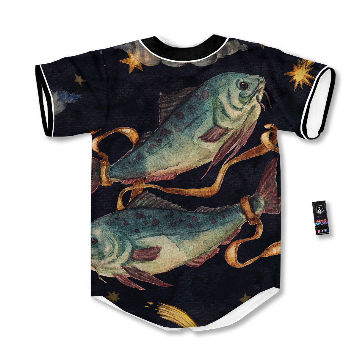 Zodiac Sign Watercolor Pisces Print Baseball Jersey-grizzshop