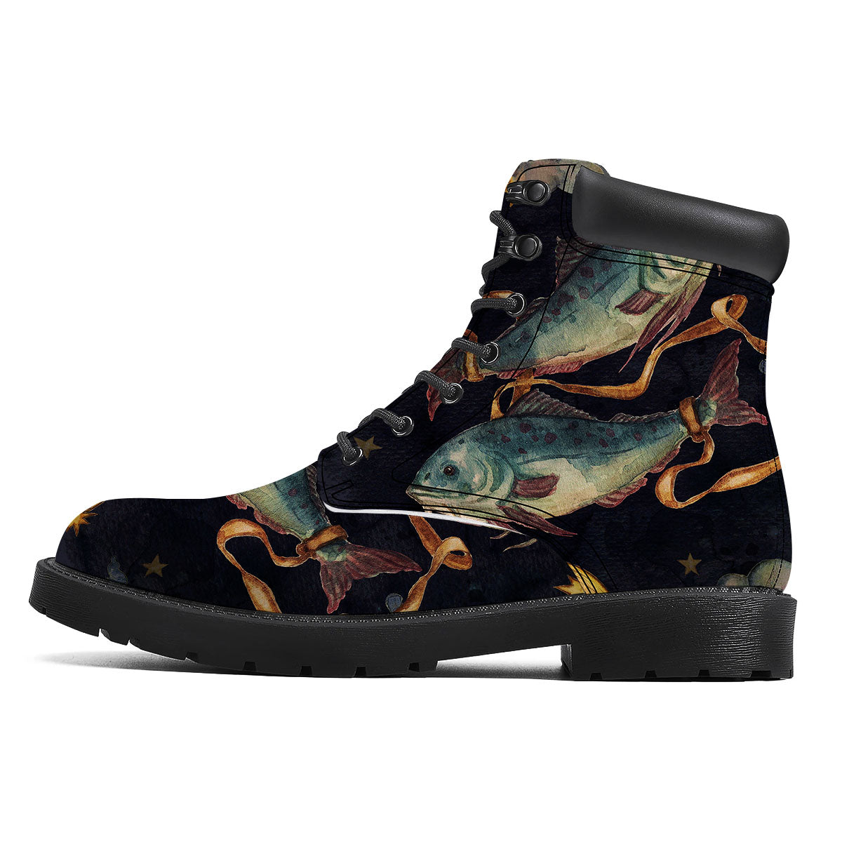Zodiac Sign Watercolor Pisces Print Boots-grizzshop