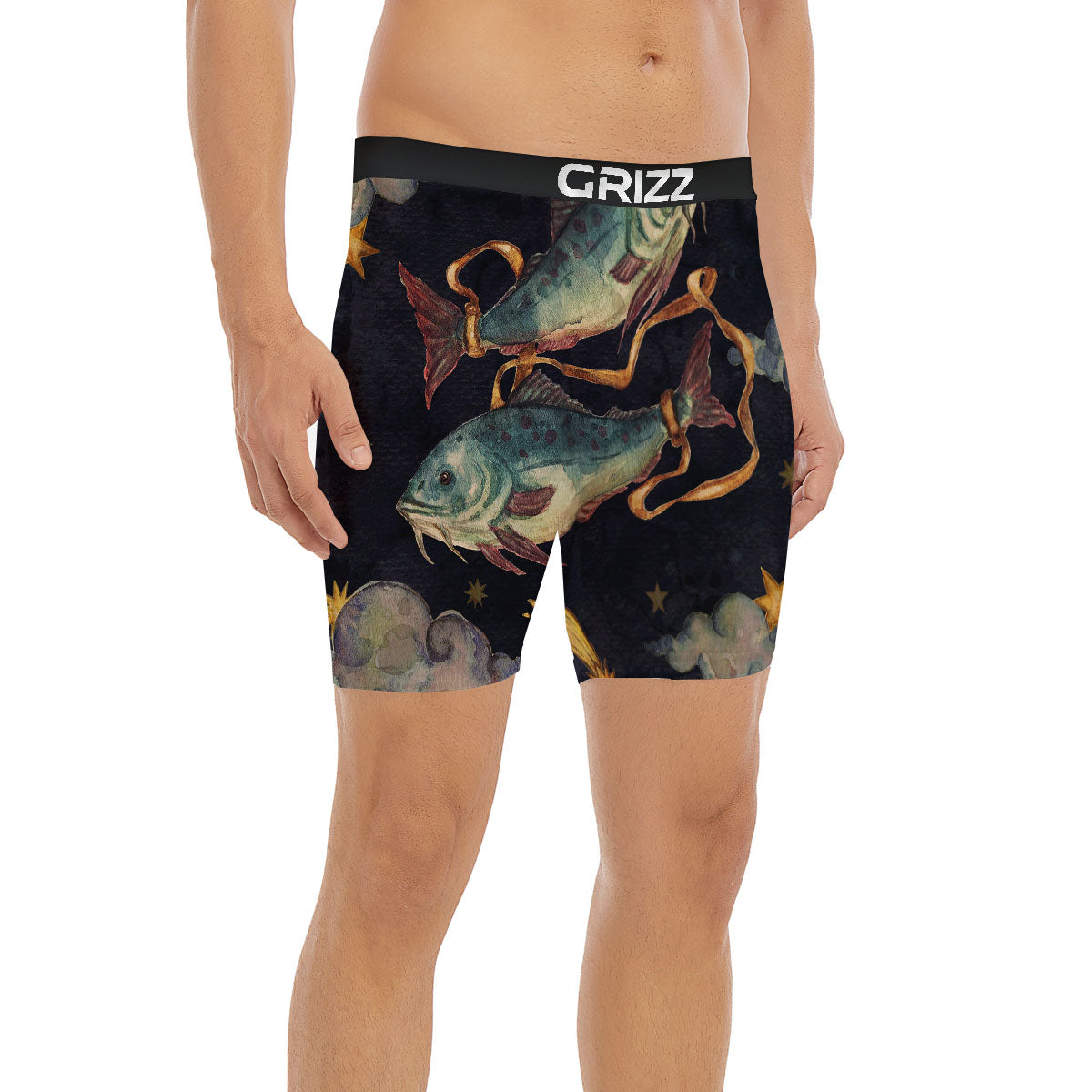 Zodiac Sign Watercolor Pisces Print Boxer Briefs-grizzshop