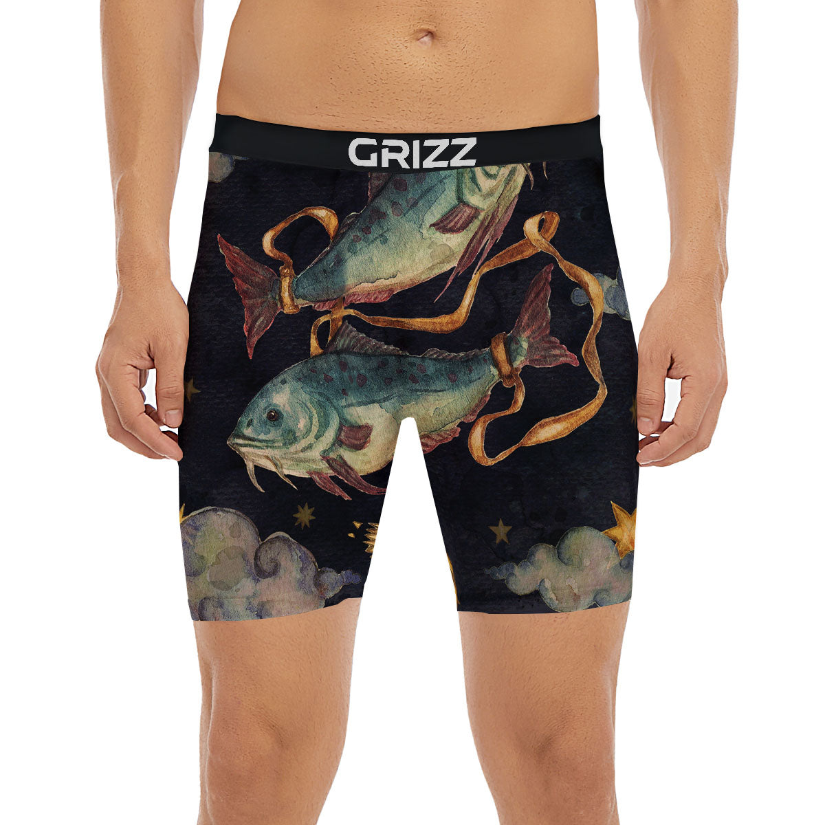 Zodiac Sign Watercolor Pisces Print Boxer Briefs-grizzshop