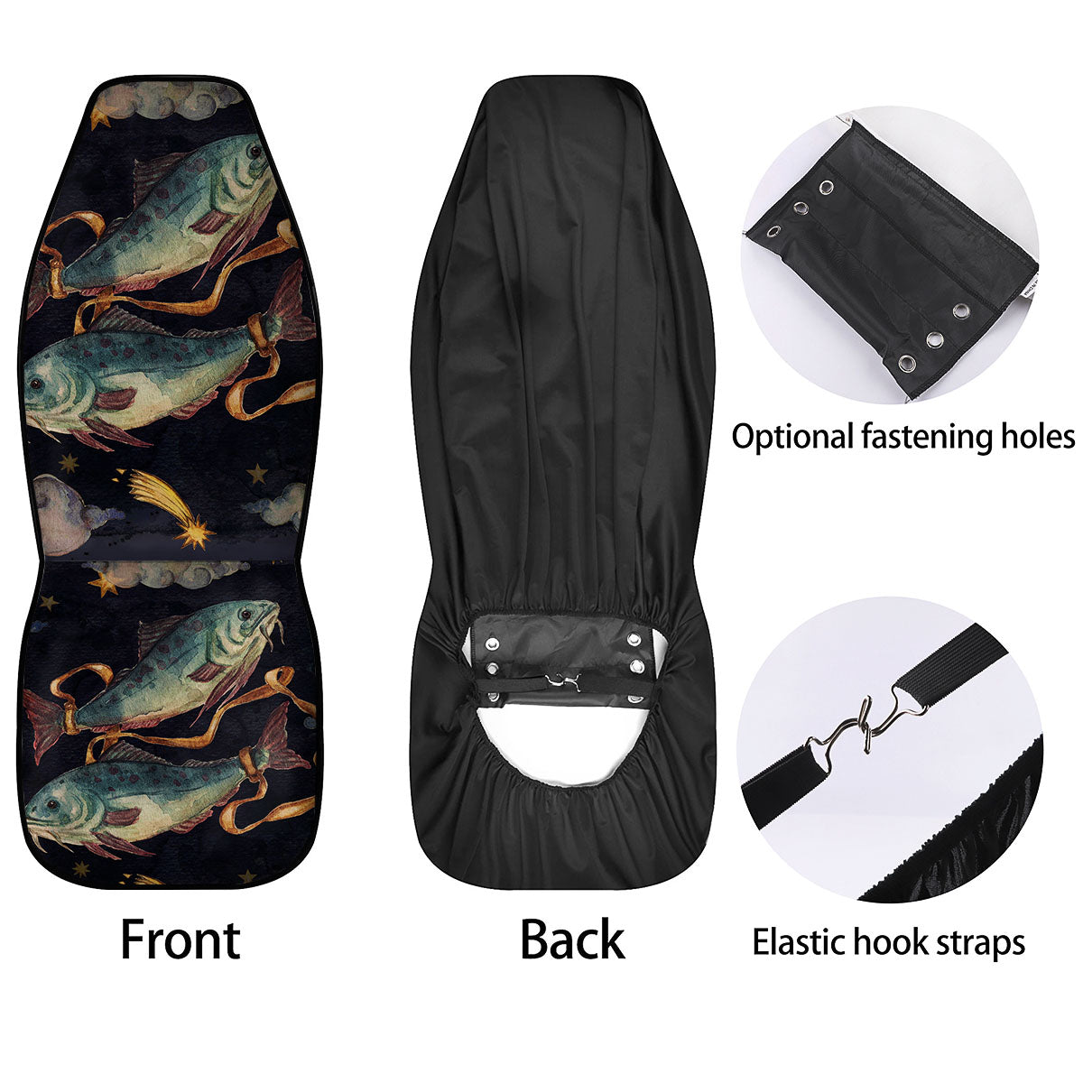 Zodiac Sign Watercolor Pisces Print Car Seat Covers-grizzshop