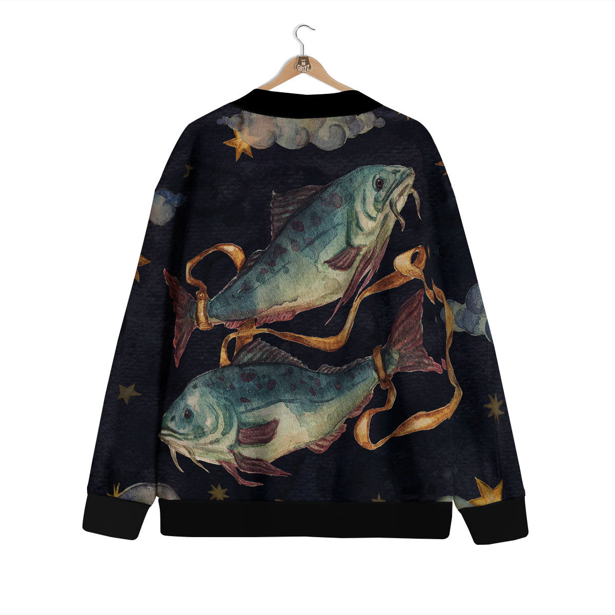 Zodiac Sign Watercolor Pisces Print Cardigan-grizzshop