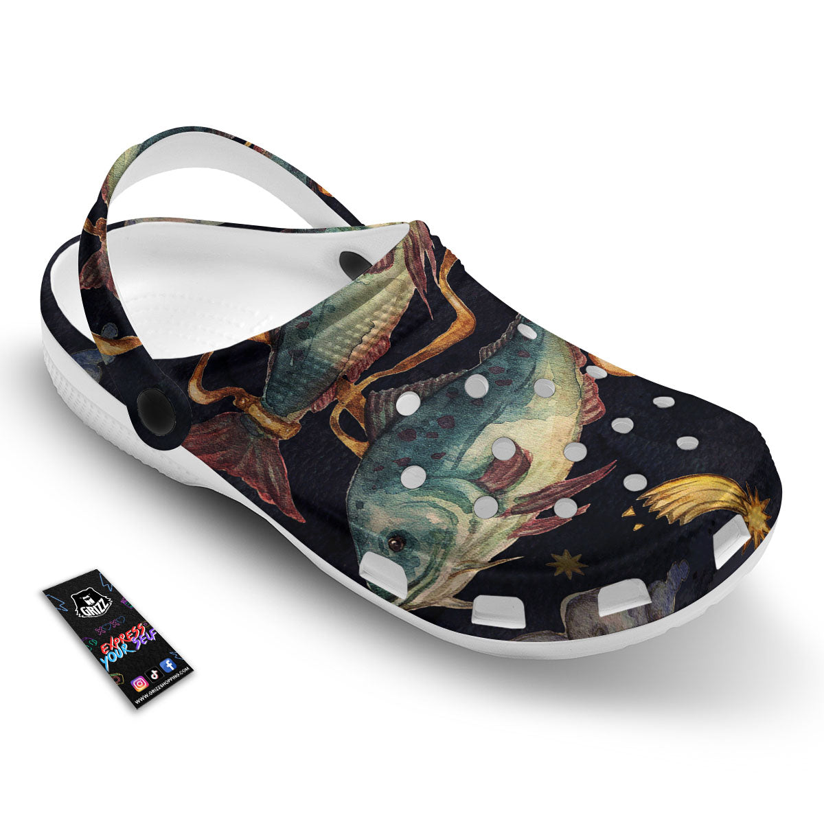 Zodiac Sign Watercolor Pisces Print Clog-grizzshop