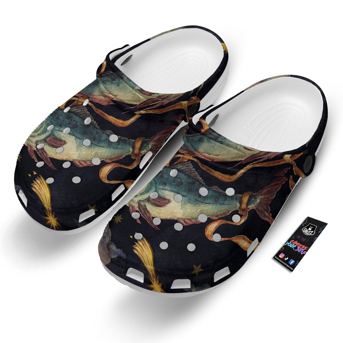 Zodiac Sign Watercolor Pisces Print Clog-grizzshop