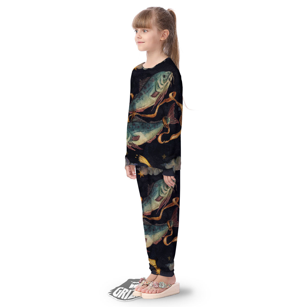 Zodiac Sign Watercolor Pisces Print Kid's Pajamas-grizzshop